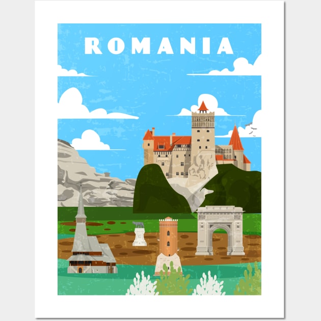 Romania. Retro travel minimalist poster Wall Art by GreekTavern